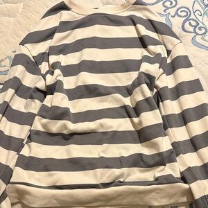 SHEIN Gray and Cream Striped Sweater